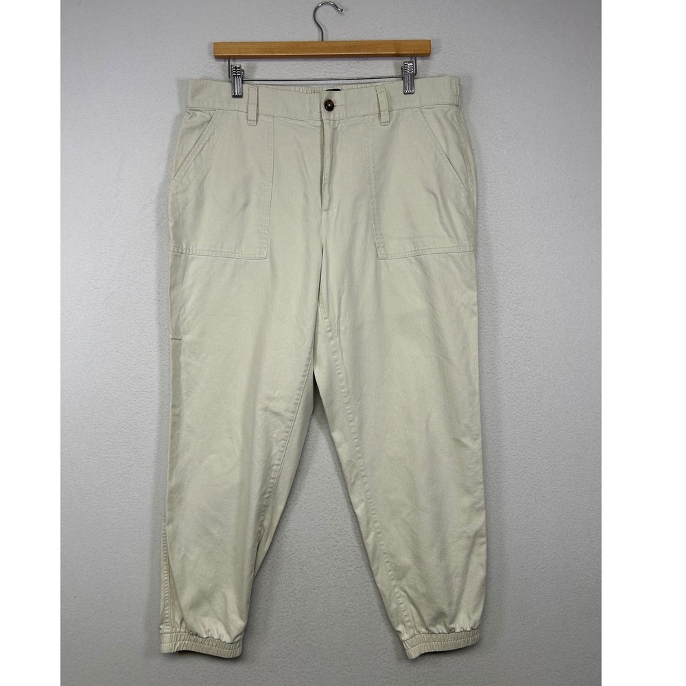 Utility Gorpcore Gap‎ Women L Beige High Rise Cotton Lyocell Jogger Pants